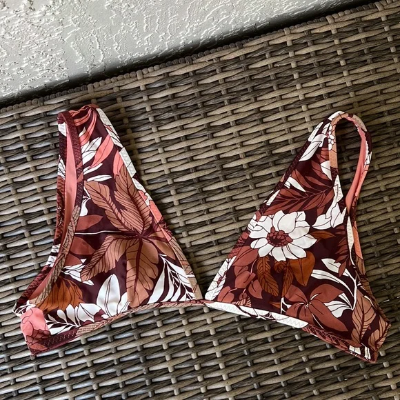 Aerie Brown Flowers Bikini. - Picture 2 of 11